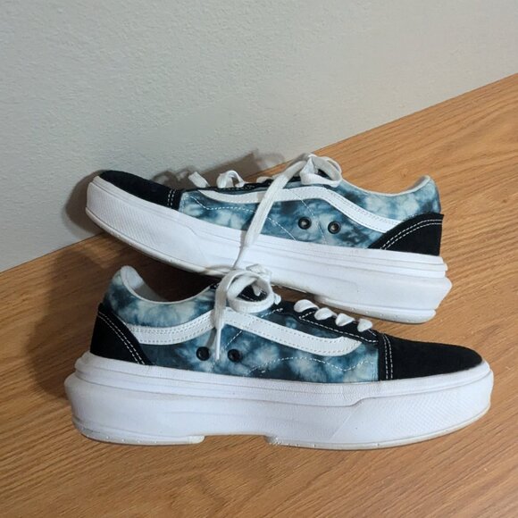 Vans Old Skool Overt Cc Black & Blue Tie-Dye PLATFORM Sneaker Shoes Size 10.5/12 - Picture 9 of 10
